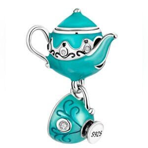 NWOT Tiffany Turquoise Tea Pot & Mug Silver 925 Pandora FIT Charm